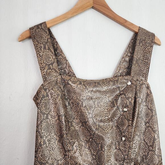 NANUSHKA Lorena Snake Print Sleeveless Dress | Elegant Brown Crepe | Size XL - Picture 6 of 12